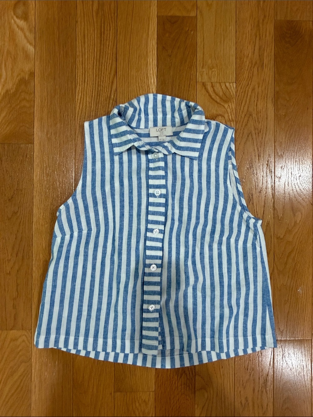 LOFT Blue & White Striped Sleeveless Button-Front Top for Kids